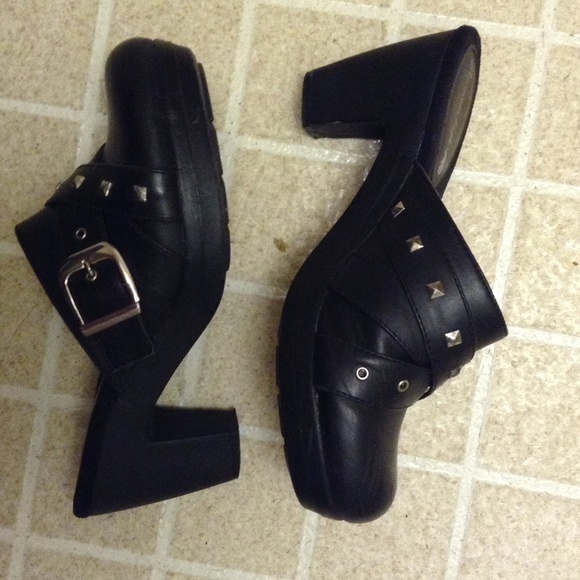 Black Punk Studded Stomper Heels - Picture 4 of 4
