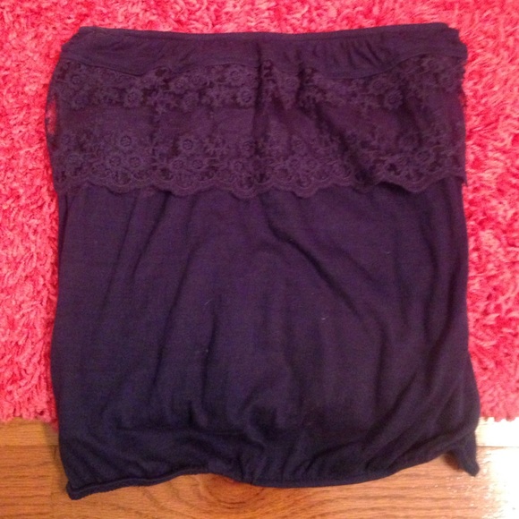 Navy lace tube top