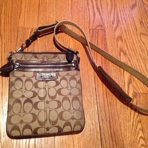 Brown and tan Coach cross body - used