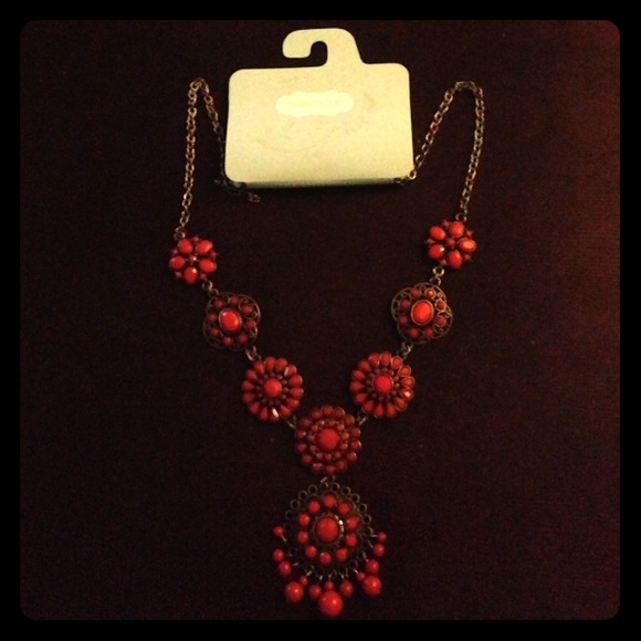 Orange and Bronze Statement Necklace