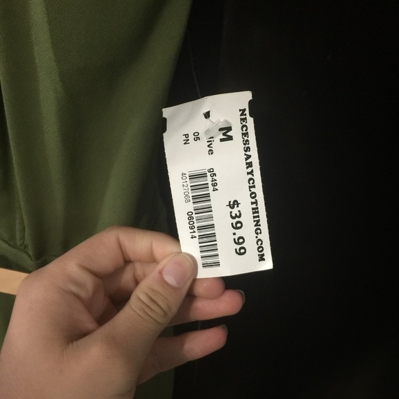 Olive green jumpsuit with gold belt - Picture 2 of 2