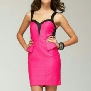 Peplum dress Pink black by Bebe
