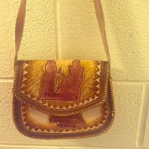 Tribal Leather purse hand made