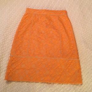 Orange and cream lace skirt