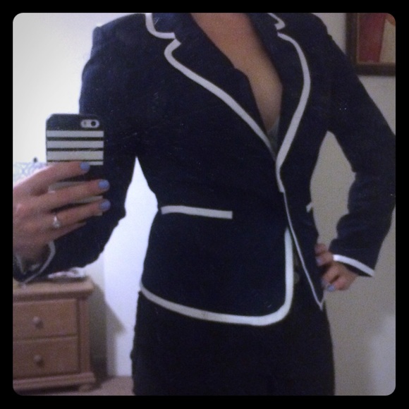 Brand new navy blue blazer with white accents