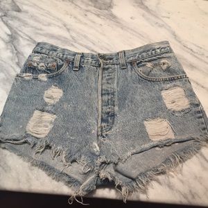 Levi's High waisted distressed shorts