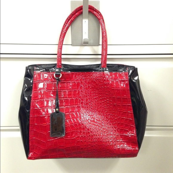 Deep Red and Black Purse/Tote