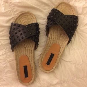 Topshop Black Studded Espadrilles