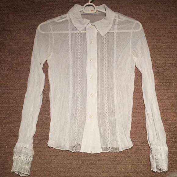 Forever 21 Tops - Forever 21 Sheer Lace Buttondown Shirt