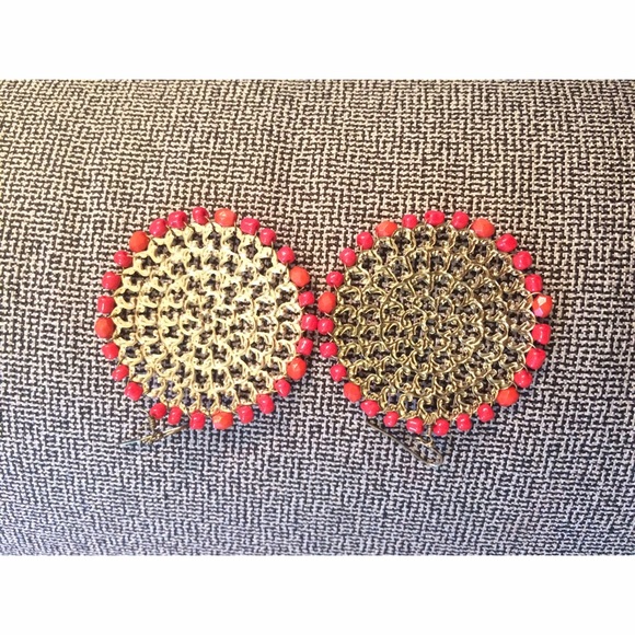 Coral and gold statement earrings!