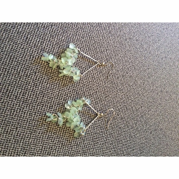 Cute silver and mint dangly earrings
