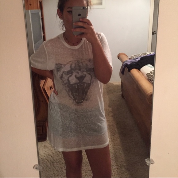 Oversized white cheetah shirt