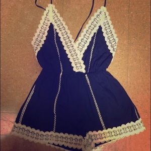 Navy blue romper, never worn