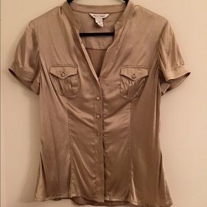 WHBM Gold Silk Blouse