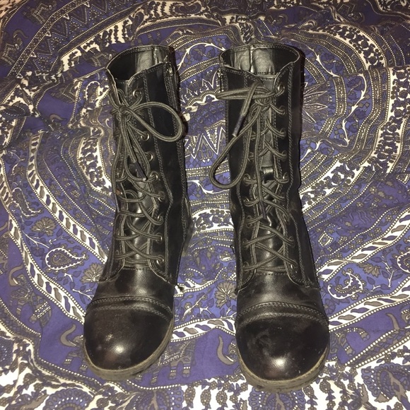 Black combat boots