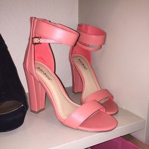 Coral strappy heels!