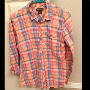 Eddie Bauer Cute peach colored plaid flannel