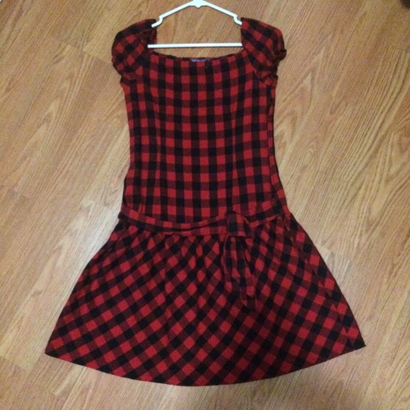 Red and black checkered dress