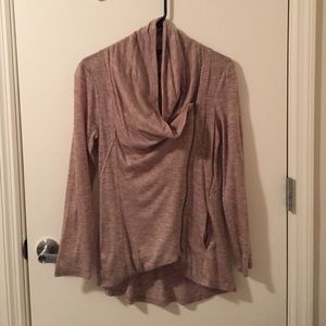 Cowl neck asymmetrical zipper sweater