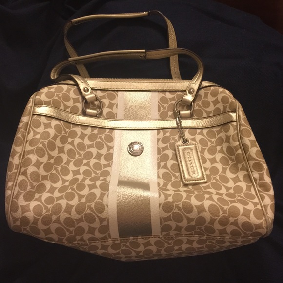 COACH tan logo bag