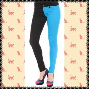 **SOLD** Blue/Black Split Leg Skinny Jeans