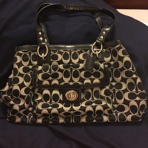 COACH black and gray logo bag