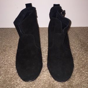 Black suede heeled booties