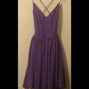 Purple Strappy Backless Skater Dress