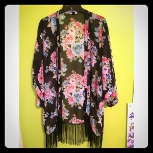 Floral Fringe Kimono