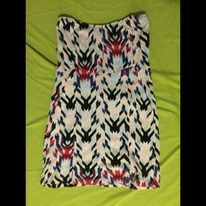 Strapless native print dress
