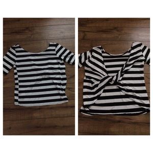 (WORN ONCE) striped bow back top