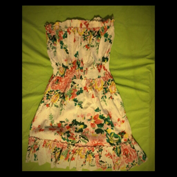 Floral, flirty strapless dress