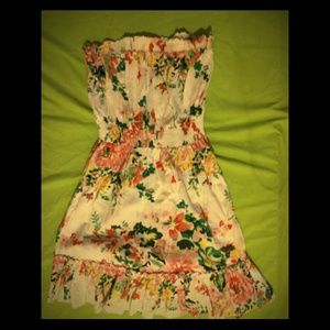 Floral, flirty strapless dress