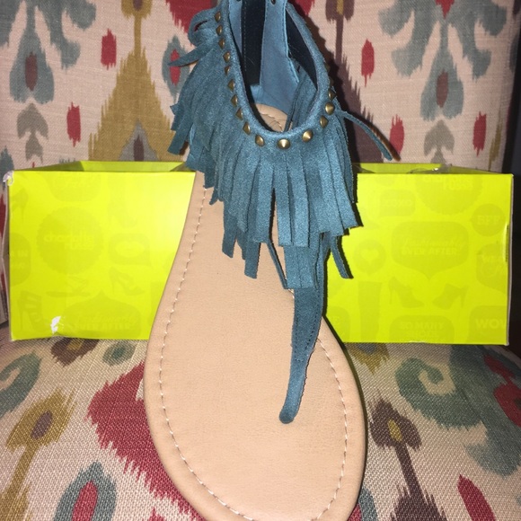 Studded Suede Fringe Sandals