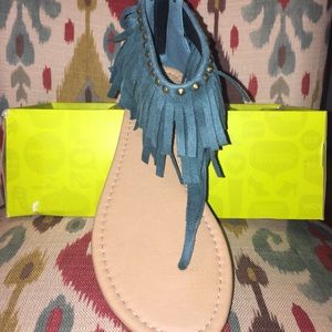 Studded Suede Fringe Sandals