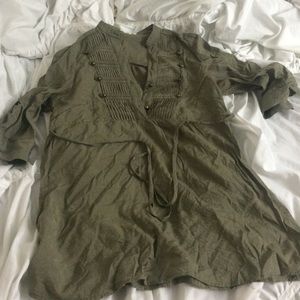 Green shirt with ties