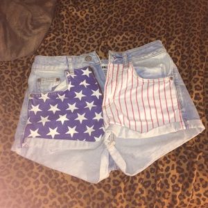 High waist American flag shorts
