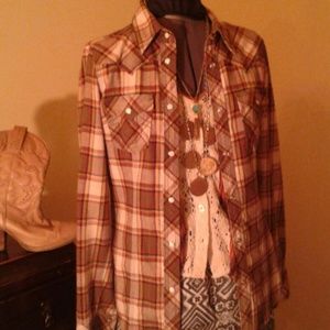 True religion plaid shirt.