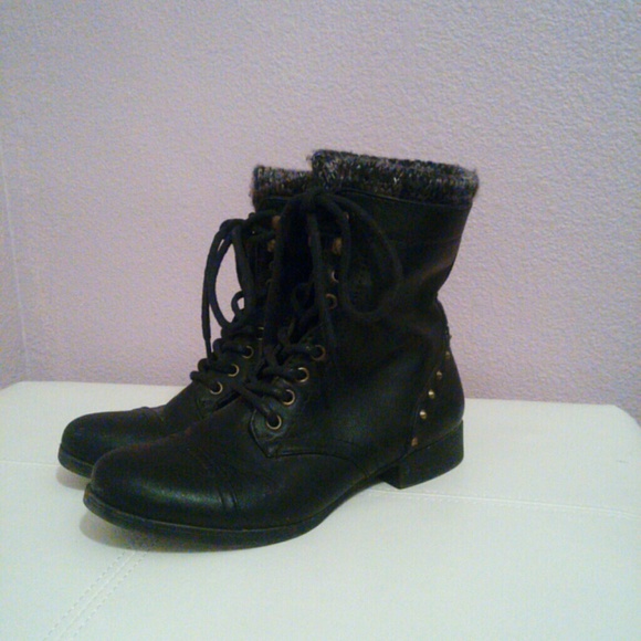 Report black studded combat fashion boots