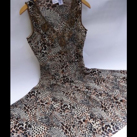 vintage leopard print embroidery dress