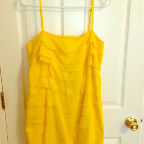 Calvin Klein Dresses & Skirts - Calvin Klein bright yellow tiered belted dress