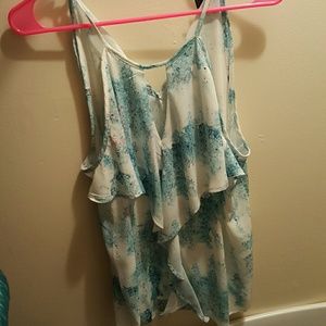 Sheer blue and white blouse