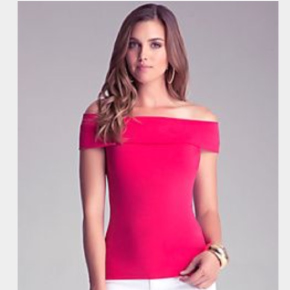 NWT Bebe coral off the shoulder top - Picture 1 of 3