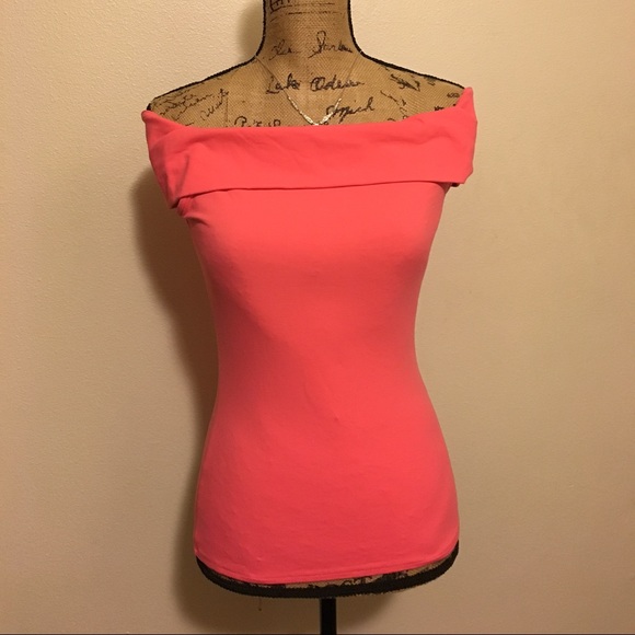 NWT Bebe coral off the shoulder top - Picture 2 of 3