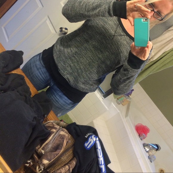 Grey sweater zipper back fall cozy sweater