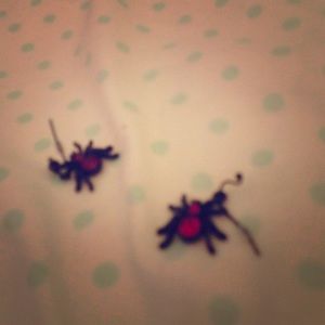 Earrings hearts dolphins and spiders