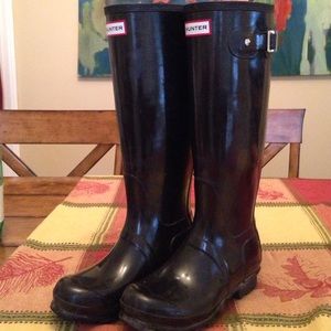 Hunter Glossy Black Tall Rain Boots