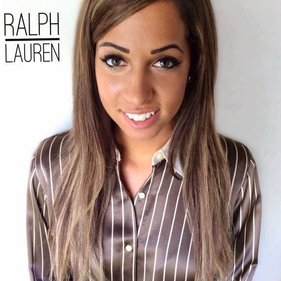 Ralph Lauren 100% Silk Pinstriped  Blouse - Picture 1 of 4