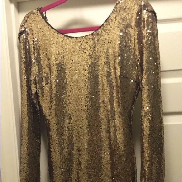 Gold Sequin Party Dress - Picture 2 of 4