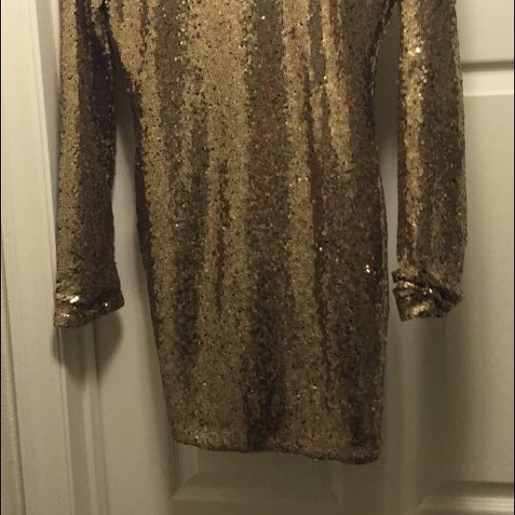 Gold Sequin Party Dress - Picture 3 of 4